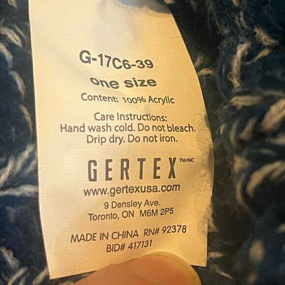 GERTEX BLUE & WHITE KNIT BEANIE MARLED TWEED POM POM WINTER HAT ONE SIZE - Picture 8 of 10